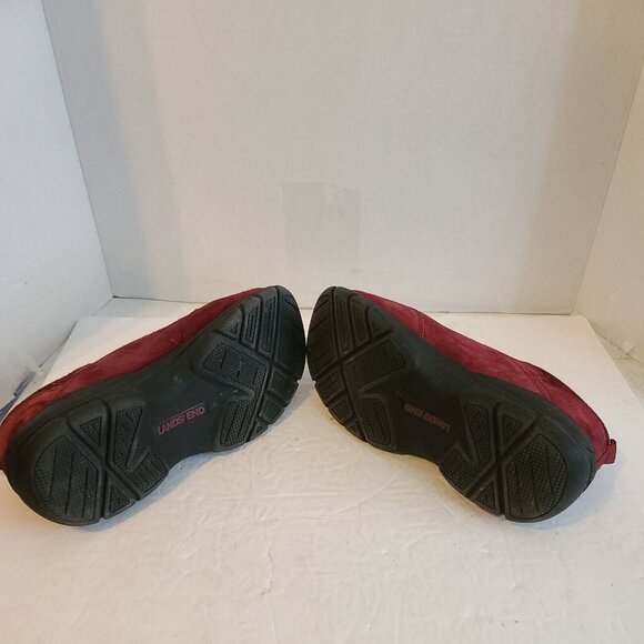 Land's End Shoes Women's Size 8 Red Comfort Moc Suede Leather Slip On Zip Front - Picture 5 of 6